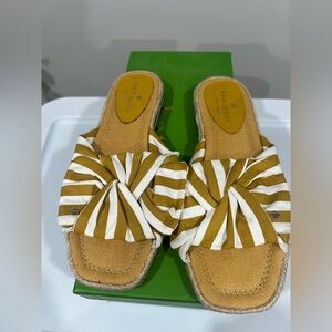 Kate Spade Mustard and White Striped Espadrilles